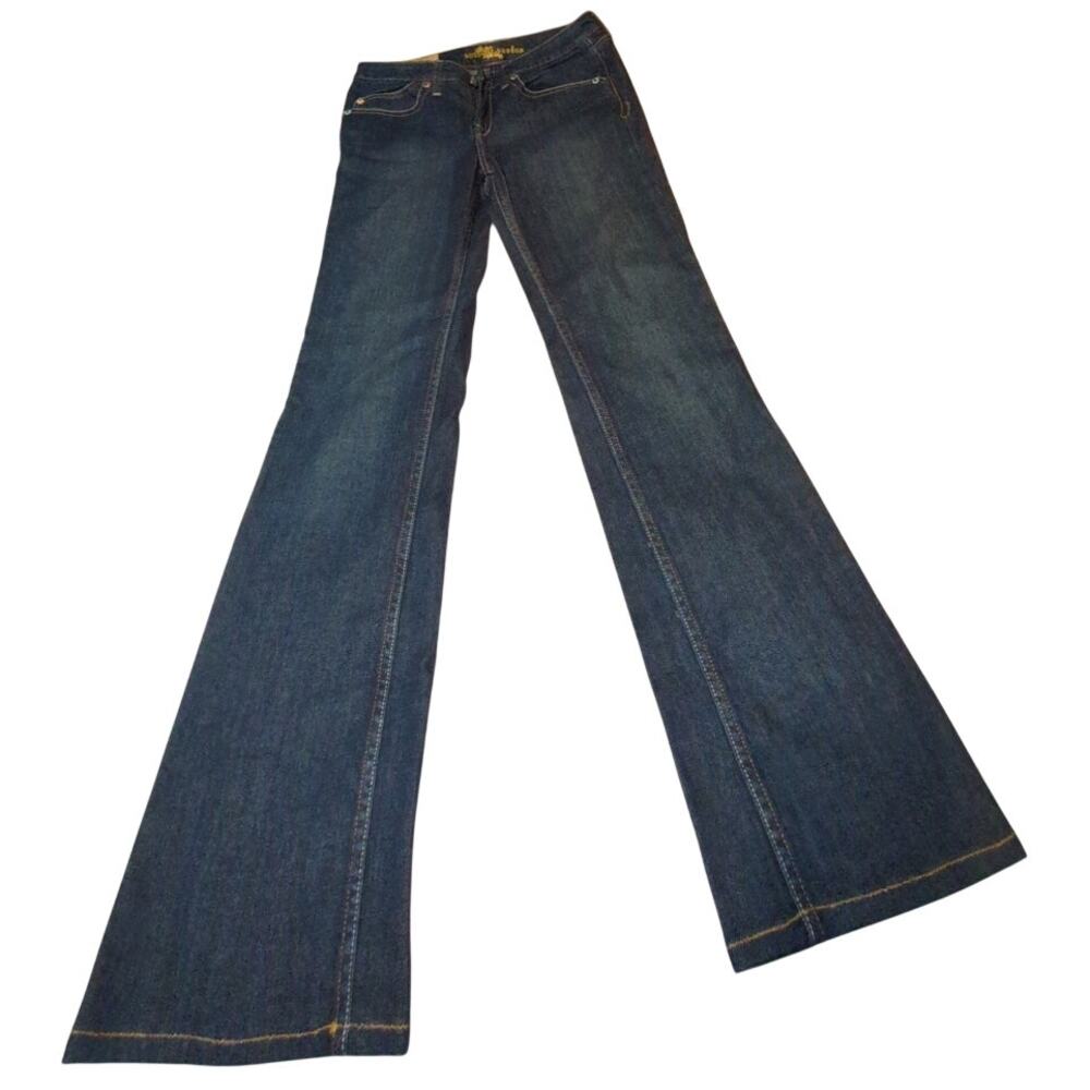 House of Dereon Couture Kick Boot Jeans VTG Y2K Embroidered Sz 32 Pocket Beyonce